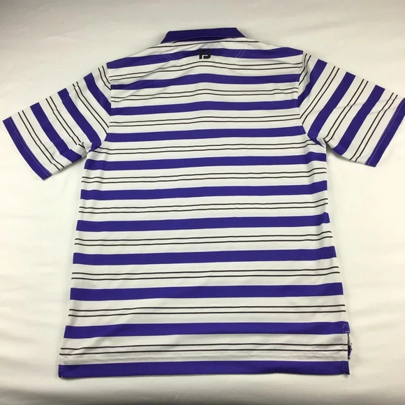 FootJoy Men’s Polo Golf Shirt Purple Striped Short Sleeve Size Medium - Picture 3 of 4